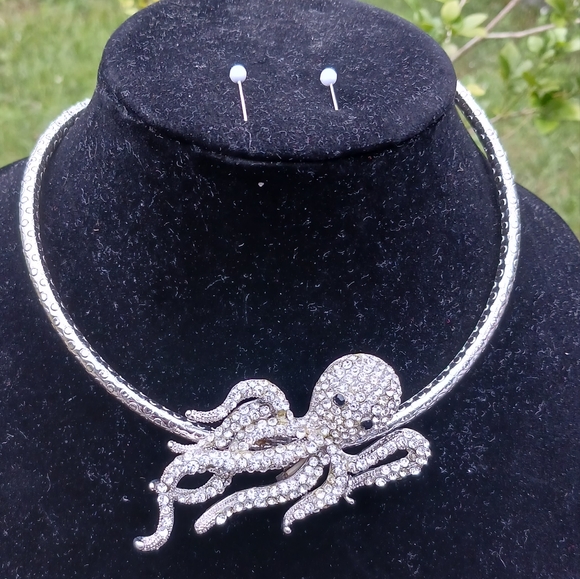 Vintage Rhinestone Octopus Stretch Ring or Necklace Piece - Picture 11 of 12